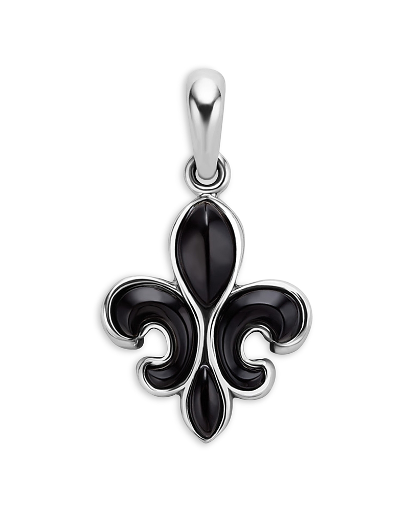 Lagos Men's Sterling Silver Anthem Black Agate Fleur-De-Lis Pendant - Exclusive