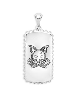 Men's Sterling Silver Anthem Black Agate Dog Tag Pendant - Exclusive