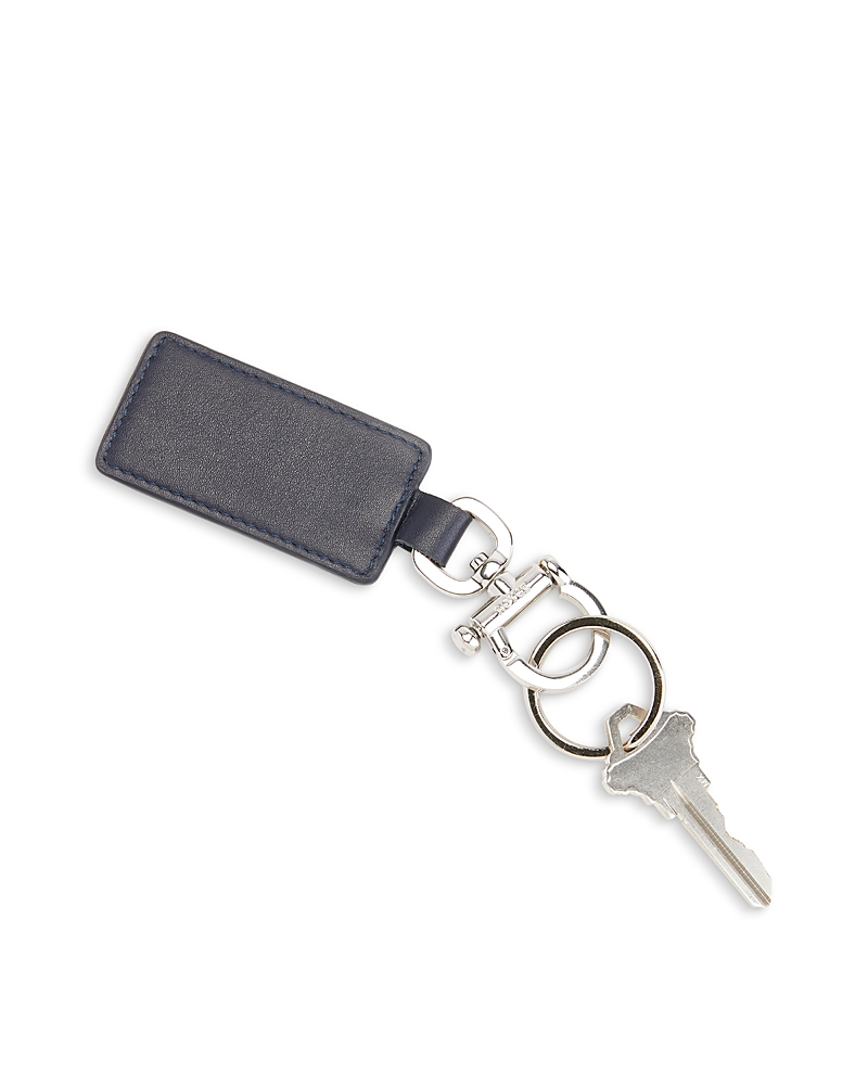 Royce New York Leather Luxe Key Chain In Navy Blue