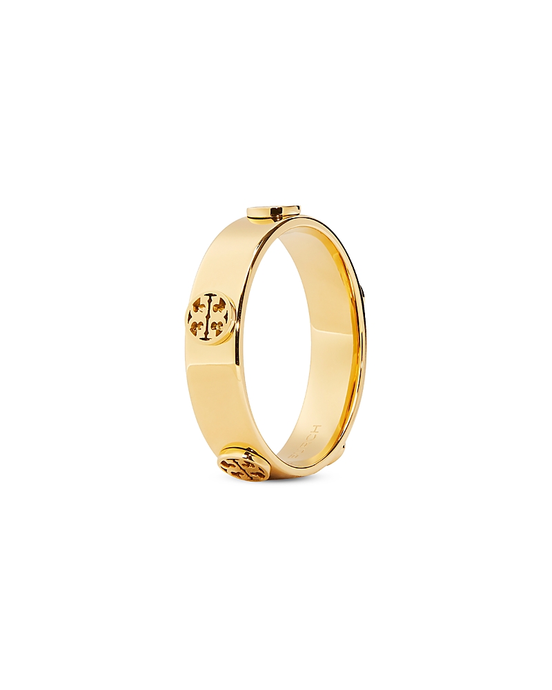 Tory Burch Miller Logo Studded Band Ring in 18K Gold Plated
