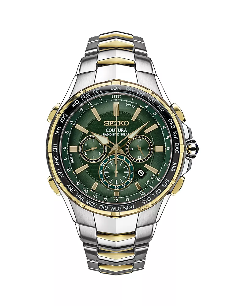 Seiko Watch Coutura Radio Sync Solar Chronograph, 46mm