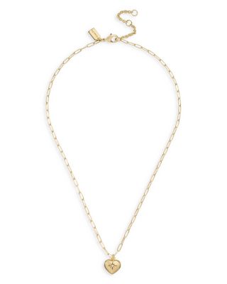 COACH - Pav&eacute; Iconic Heart Pendant Necklace in Gold Tone, 16"-18"