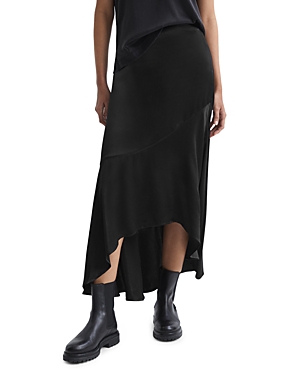 Shop Reiss Inga Asymmetric Slip Skirt In Black