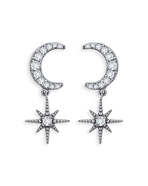 Aqua Moon & Celestial Star Drop Earrings - 100% Exclusive In Silver