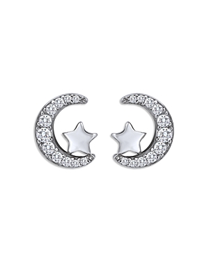 Aqua Moon & Polished Star Stud Earrings - 100% Exclusive In Silver