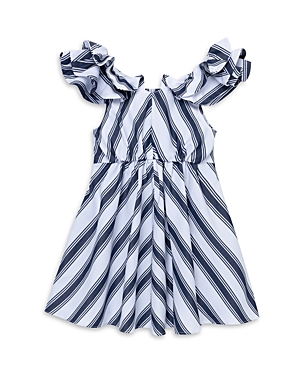 Shop Habitual Girls' Flutter Sleeve Fit & Flare Dress - Little Kid In Stripe