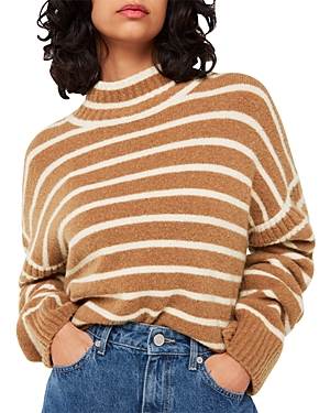 Whistles Striped Turtleneck Sweater In Cream/multi