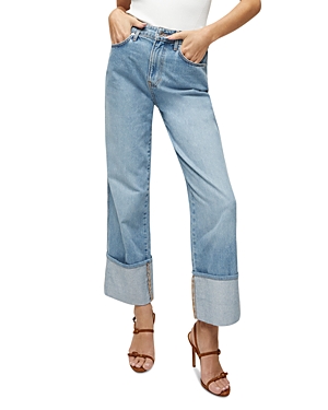 Shop Veronica Beard Dylan High Rise Straight Leg Cuffed Ankle Jeans In Silver Blue