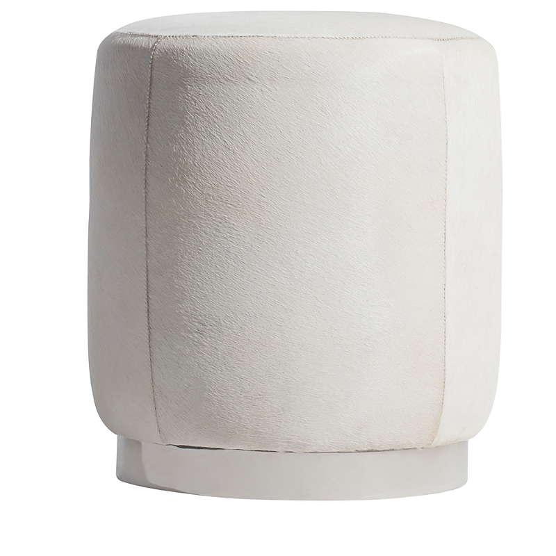 Bernhardt Ava Calf Hair Ottoman In White