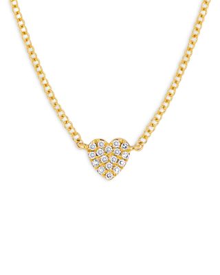 EF Collection - 14K Yellow Gold Diamond Baby Heart Necklace, 15.5"