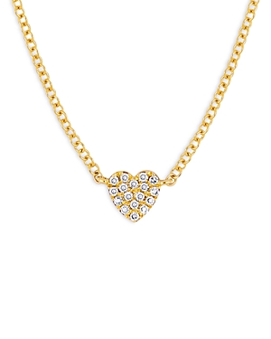 EF COLLECTION 14K YELLOW GOLD DIAMOND BABY HEART NECKLACE, 15.5