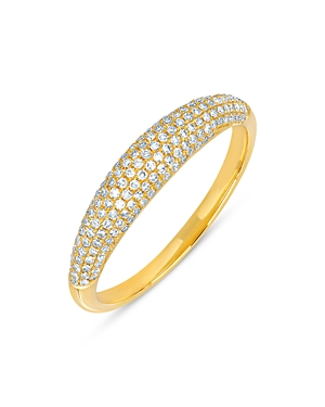 14K Yellow Gold Diamond Pave Dome Ring