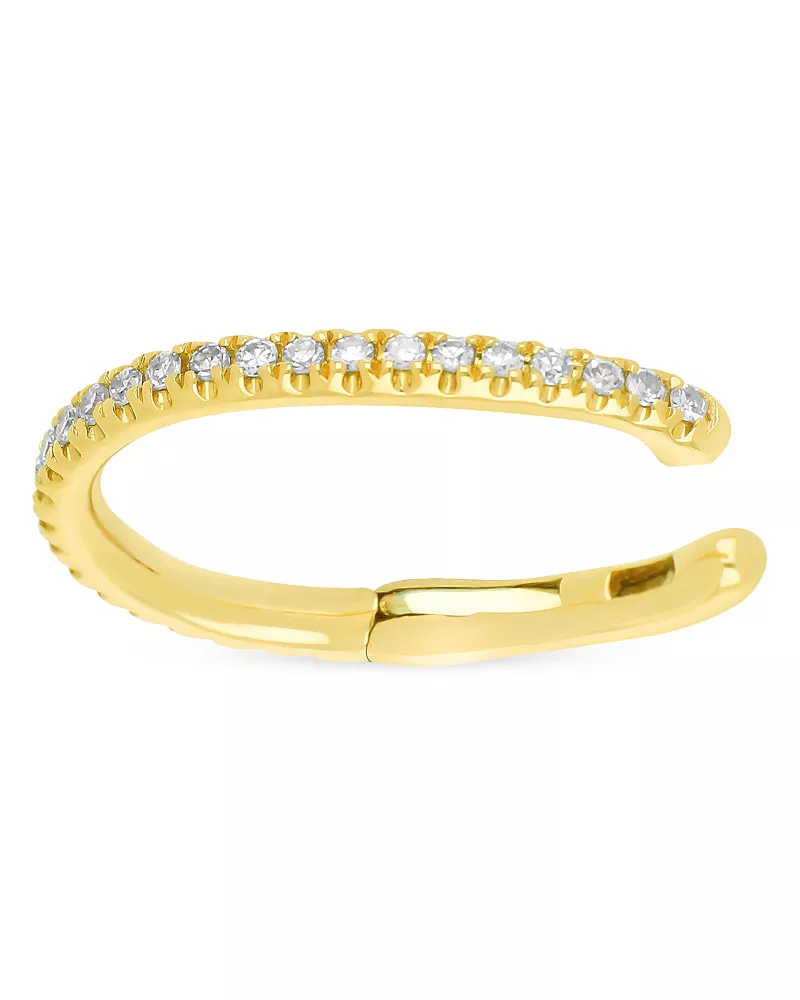 Ef Collection 14K Yellow Gold Diamond Single Ear Cuff