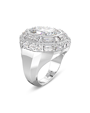 Shop Swarovski Mesmera Mixed Cut Octagon Cocktail Ring In Rhodium Plated In Silver