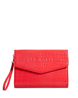 Ted Baker Crocey Envelope Pouch In Coral