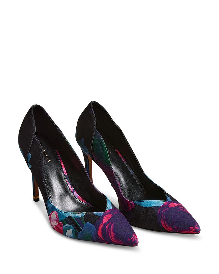 Women s Printed Satin Pointed Toe Court 103 High Heel Pumps
