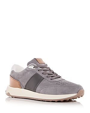 Shop Tod's Men's All.pelle Lace Up Running Sneakers In Dark Grey