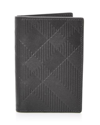 Burberry Vintage Check and Leather Zip Card Case 6 Slot Black