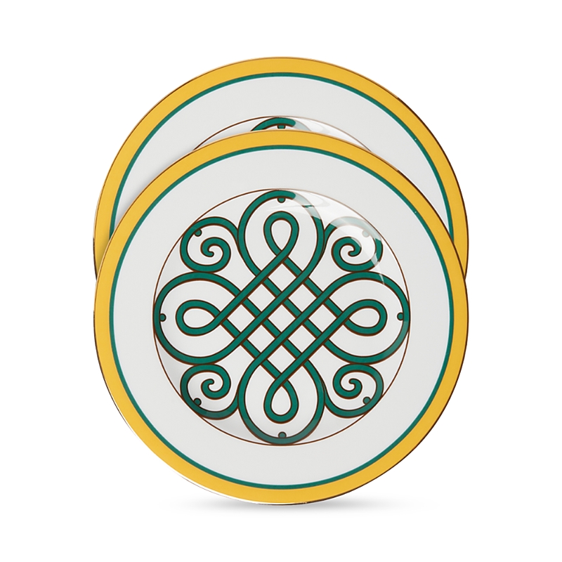 La Doublej Filigree-print Porcelain Dinner Plates (set Of Two) In Cortile