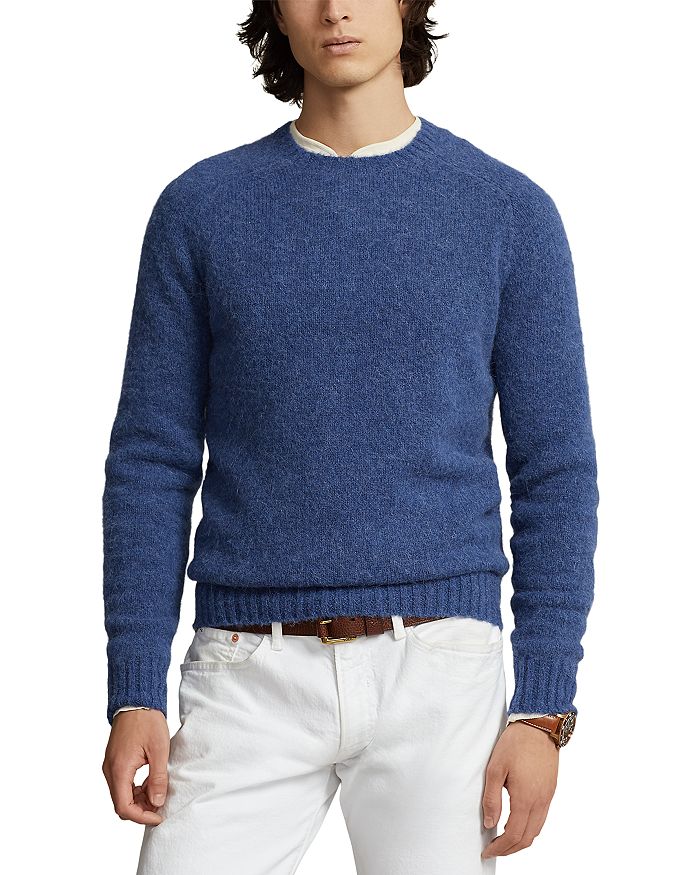 Polo Ralph Lauren Suede Elbow Patch Regular Fit Crewneck Sweater ...