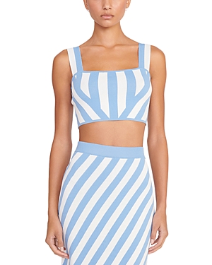 Staud Zola Knit Crop Top In Blue Seashroe Stripe