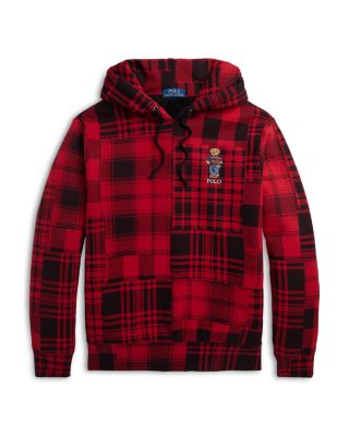 Polo Ralph Lauren Fleece Polo Bear Embroidered Plaid Hoodie Bloomingdale s