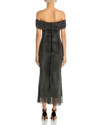 Self-Portrait Rhinestone Embellished Off-the-Shoulder Maxi