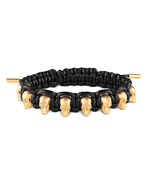 Shop Philipp Plein 3d $kull Woven Bracelet In Gold/black