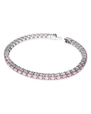 Matrix Pink Crystal Extra Large Tennis Bracelet in Rhodium Plated