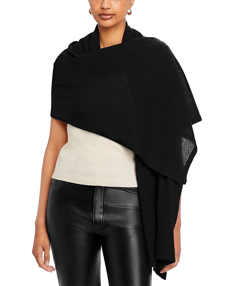 C By Bloomingdale's Cashmere 100% Cashmere Oversized Knit Scarf - Exclusive In Black