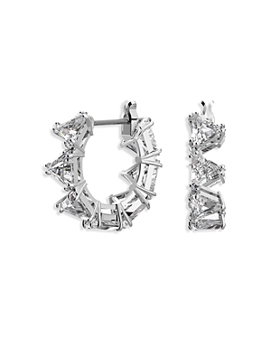Swarovski Millenia Triangle Cut Small Hoop Earrings In Rhodium Plated In Silver