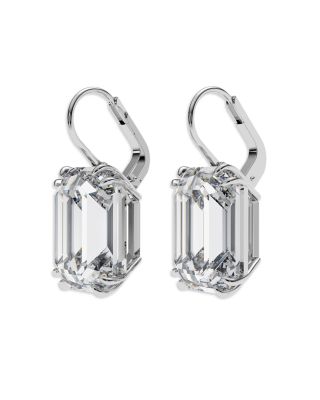 Millenia Octagon Cut Drop Earrings in Rhodium Plated
