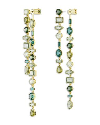 Gema Multicolor Mixed Cut Linear Front to Back Earrings in Gold Tone