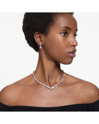 Mesmera Mixed Cut Collar Necklace & Drop Earrings Set in Rhodium Plated