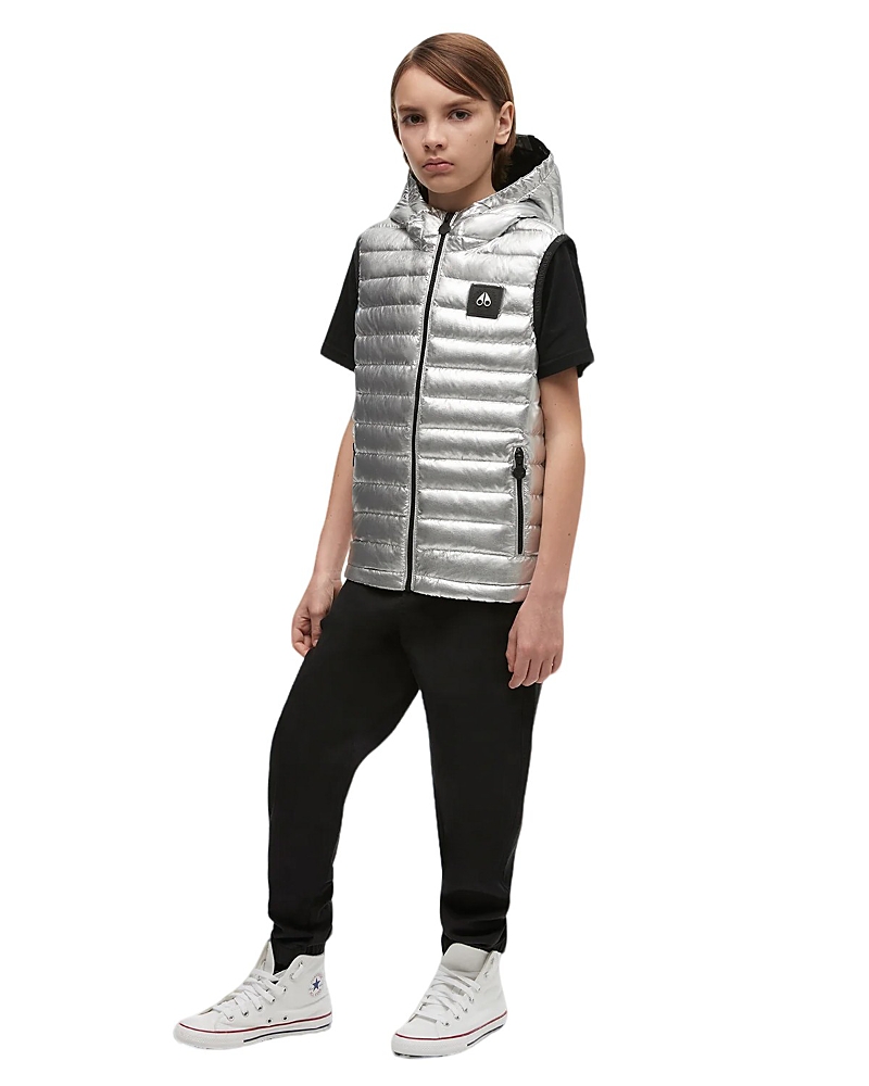 Moose Knuckles Unisex Air Down Metallic Vest - Big Kid In Silver
