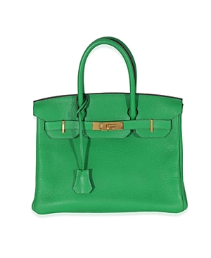Pre-owned Hermes  Hermes Birkin 30 Leather Handbag In Green