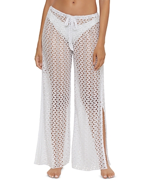 Becca By Rebecca Virtue Platinum Lace Trousers Swim Cover-up In White