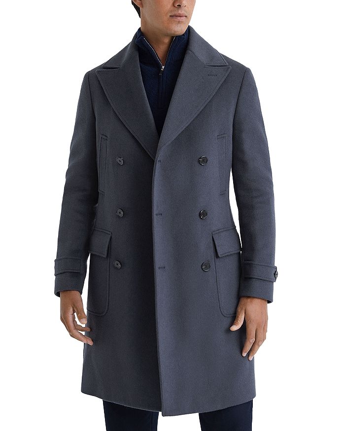 REISS Crowd Wool Blend Double Breasted Overcoat Bloomingdale's