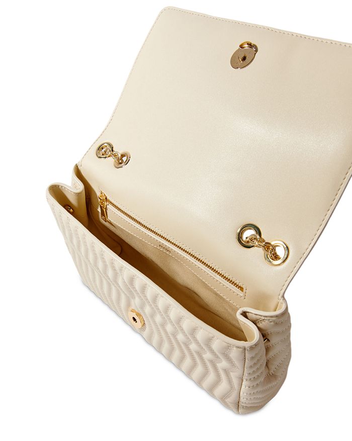 Shop Maje Clover Quilted Leather Chain Bag In Vanilla