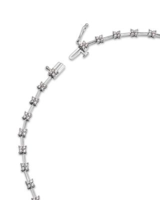 Diamond Station Collar Necklace in 14K White Gold, 3.0 tcw, 17"
