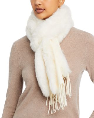 Adrienne Landau - Faux Fur Trim Fringe Scarf