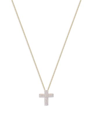 Phillips House - 14K Yellow Gold Diamond Infinity Cross Necklace, 16-18"