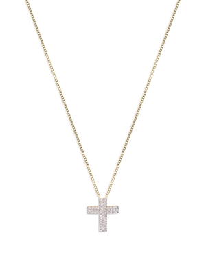 14K Yellow Gold Diamond Infinity Cross Necklace, 16-18