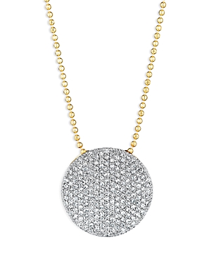 Rhodium & 14K Gold Affair Diamond Disc Pendant Necklace, 16-18