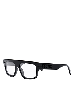 Shop Fendi Graphy Rectangular Eyeglasses, 54mm In Black