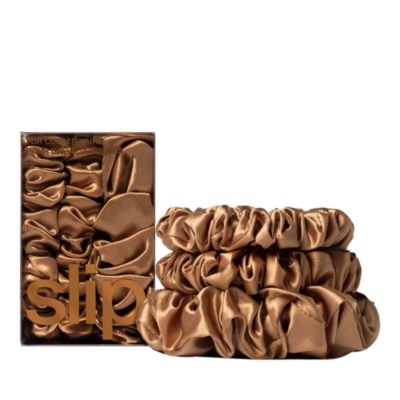 slip Pure Silk Back to Basics Midi/Large Scrunchies in Copper, Set of 3