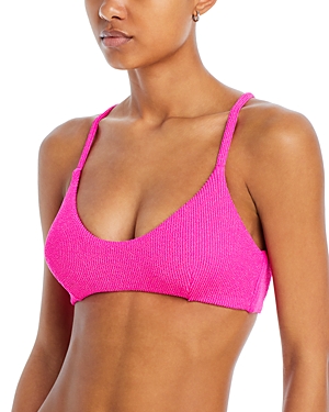Aqua Metallic Crinkle Cross Back Bikini Top - 100% Exclusive In Pink