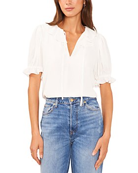 Famulily Womens Split V Neck Cap Sleeve Tops Frill Trim Elegant Work Office  Blouse Shirts : : Clothing, Shoes & Accessories