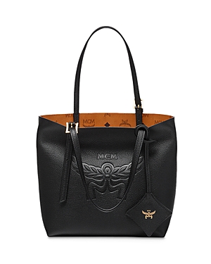 Shop Mcm Himmel Mini Leather Shopper Bag In Black