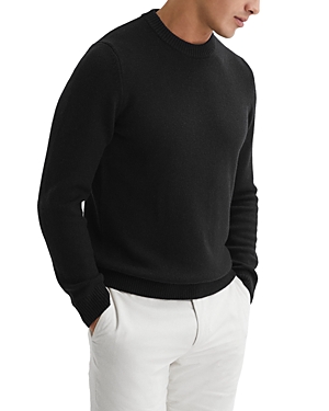 Reiss Avons Wool & Nylon Regular Fit Crewneck Sweater In Black